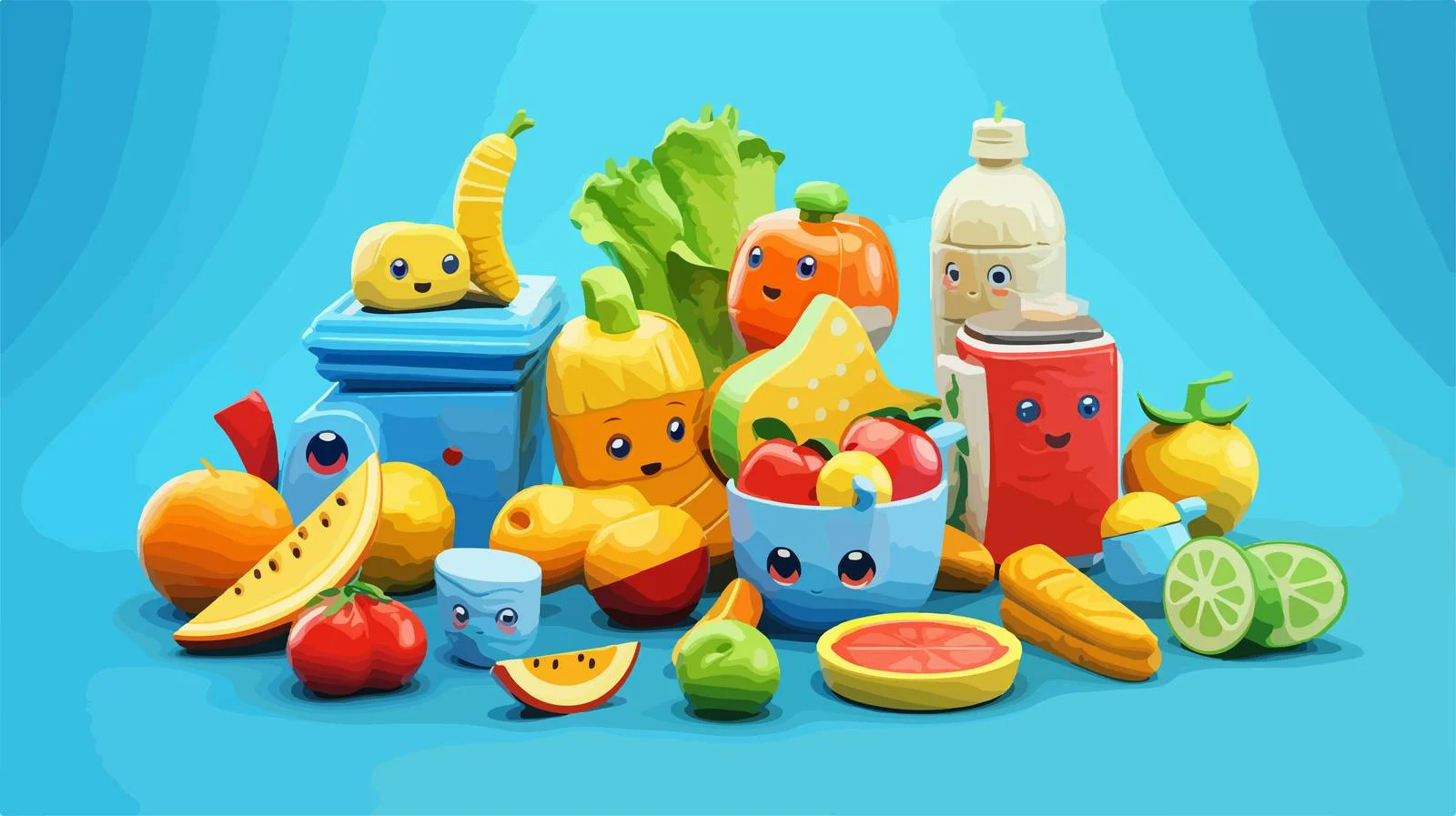Colorful Kids Plastic Food Toys Display — free download from Dotvec