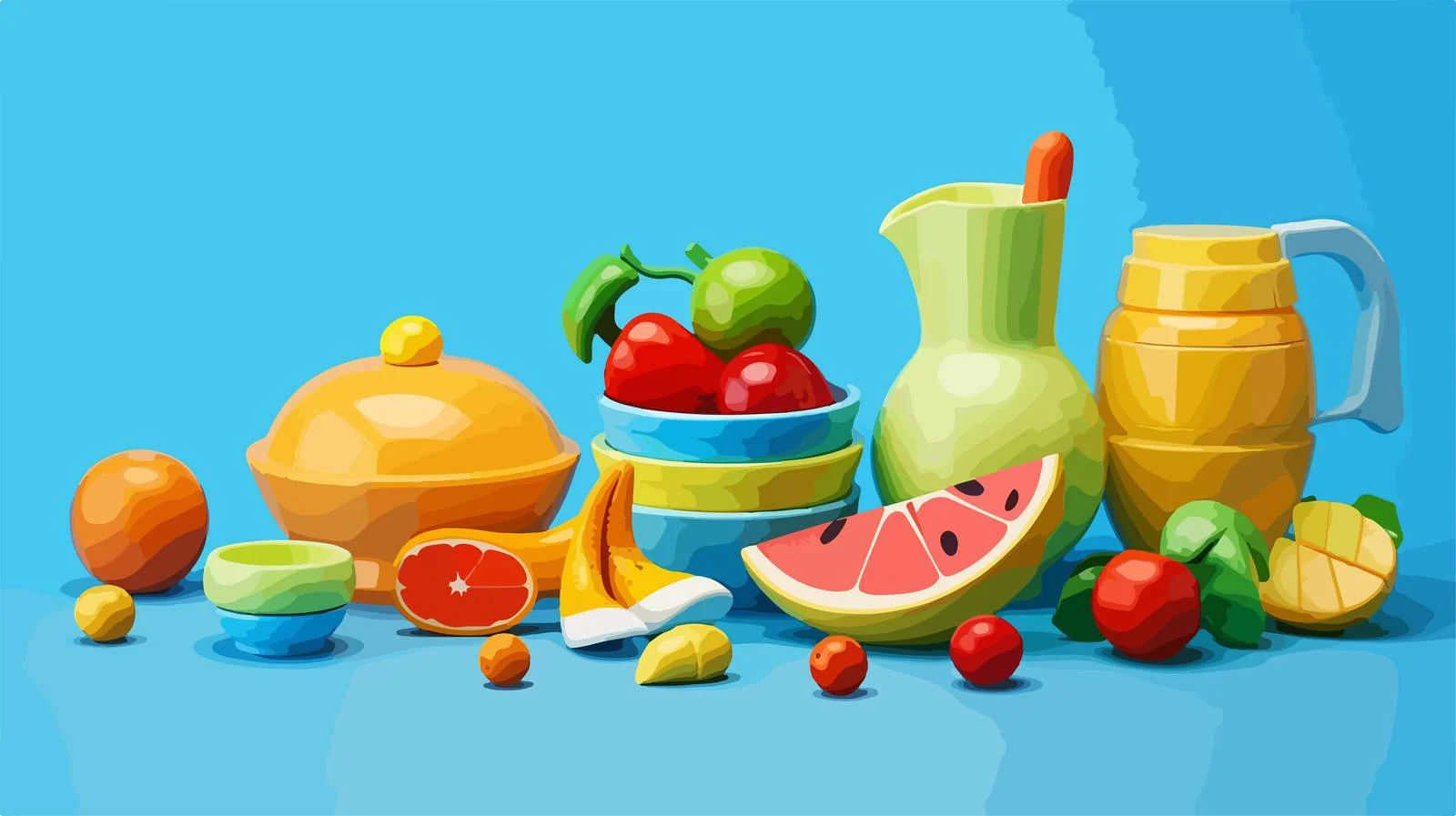 Kids Plastic Food Toys on Blue Background — free download from Dotvec
