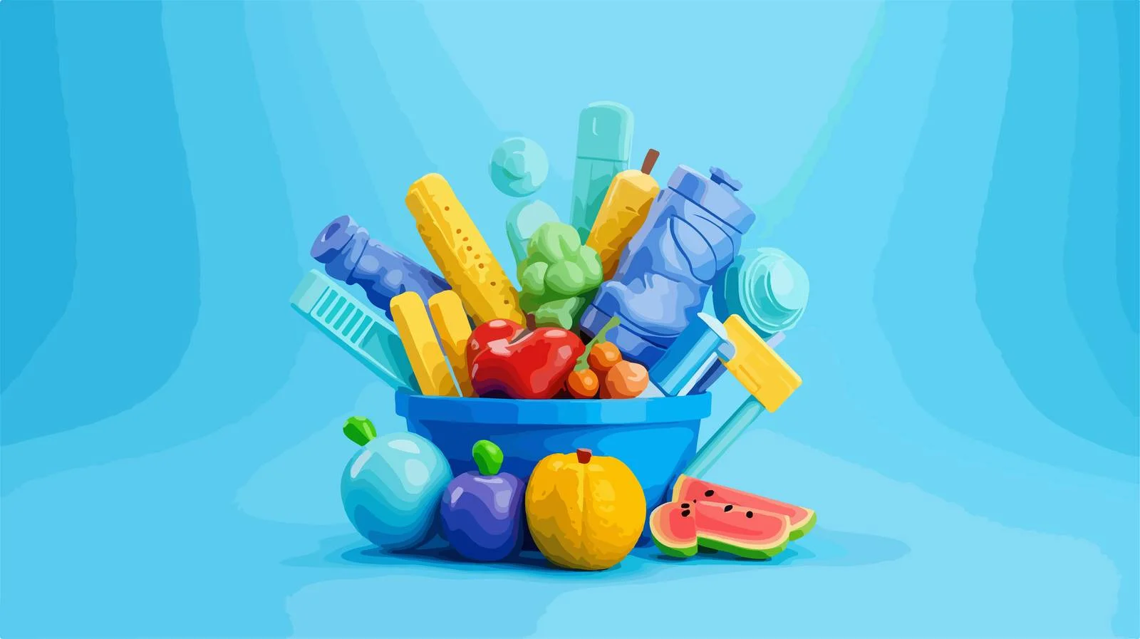 Colorful Plastic Kids Food Toys Display — free download from Dotvec