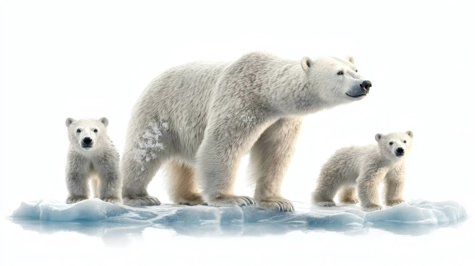 Arctic Polar Bear Family Ice White Background — free download from Dotvec