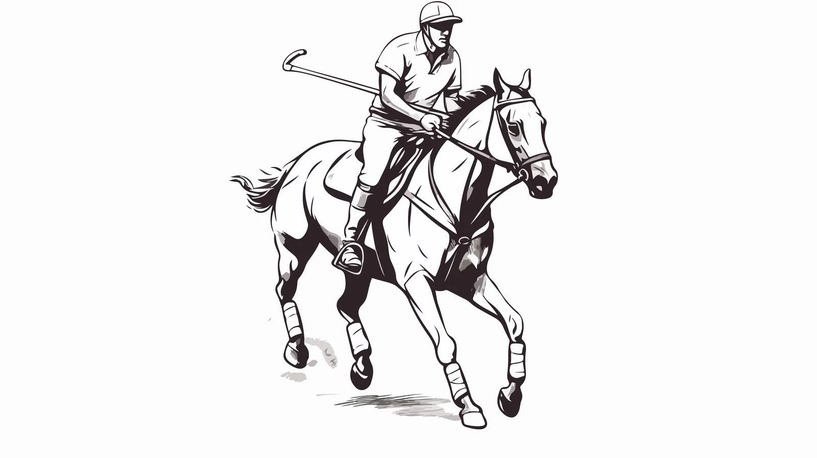 Polo Player on Horse Sketch — free download from Dotvec