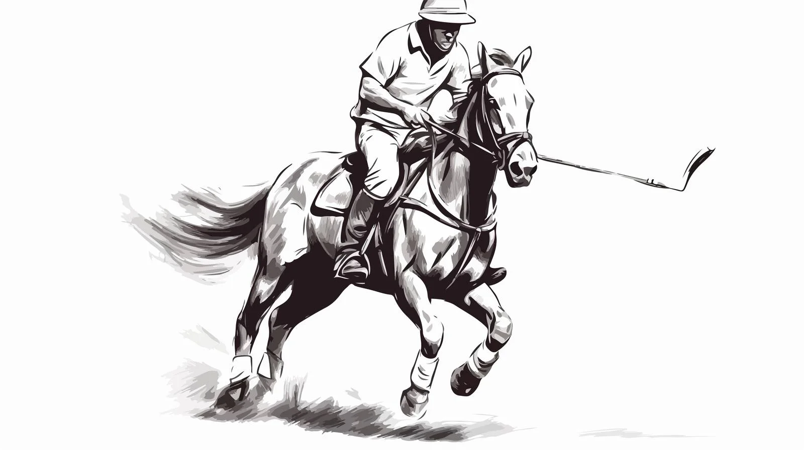 Polo Player on Horse Sketch — free download from Dotvec