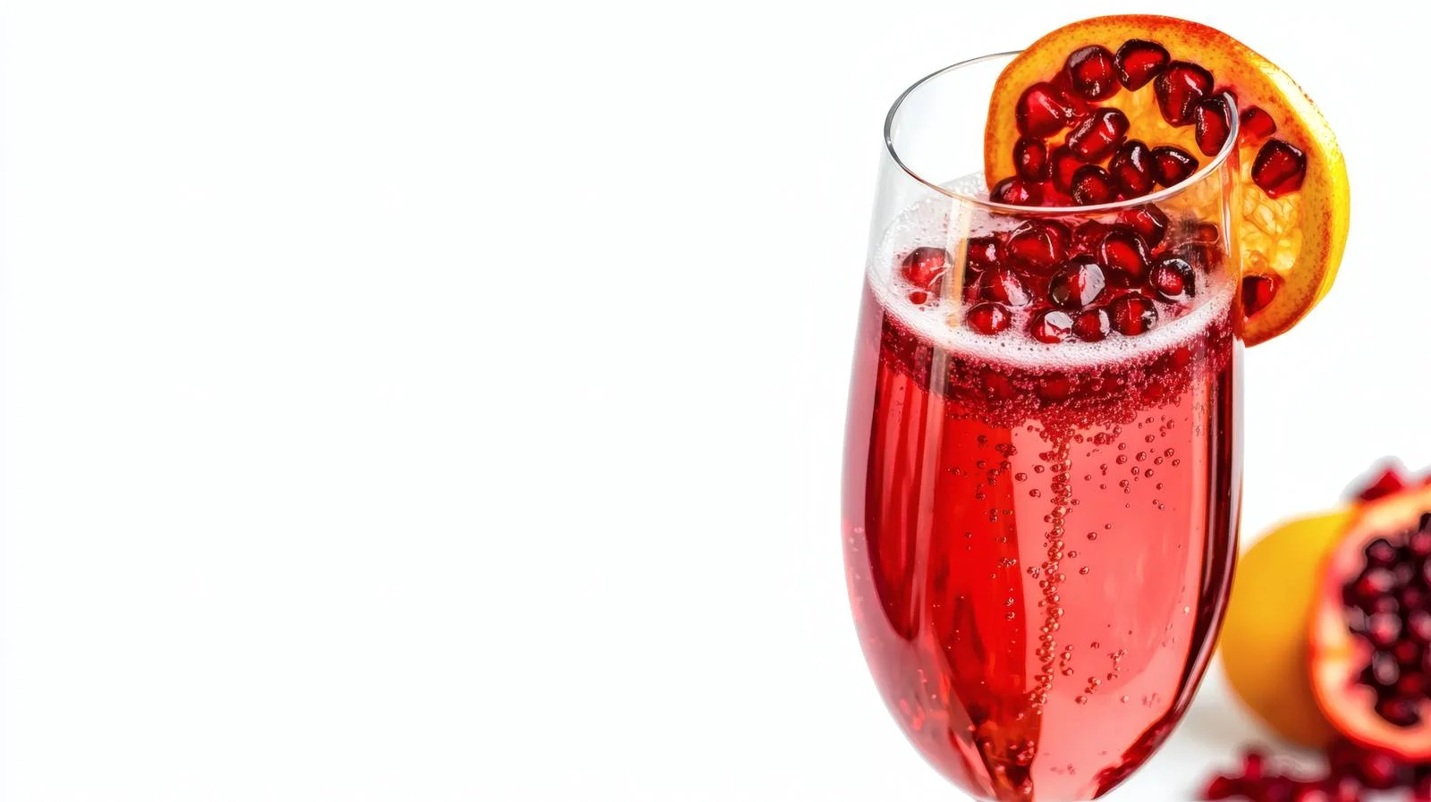 Refreshing Pomegranate Mimosa Cocktail on White — free download from Dotvec
