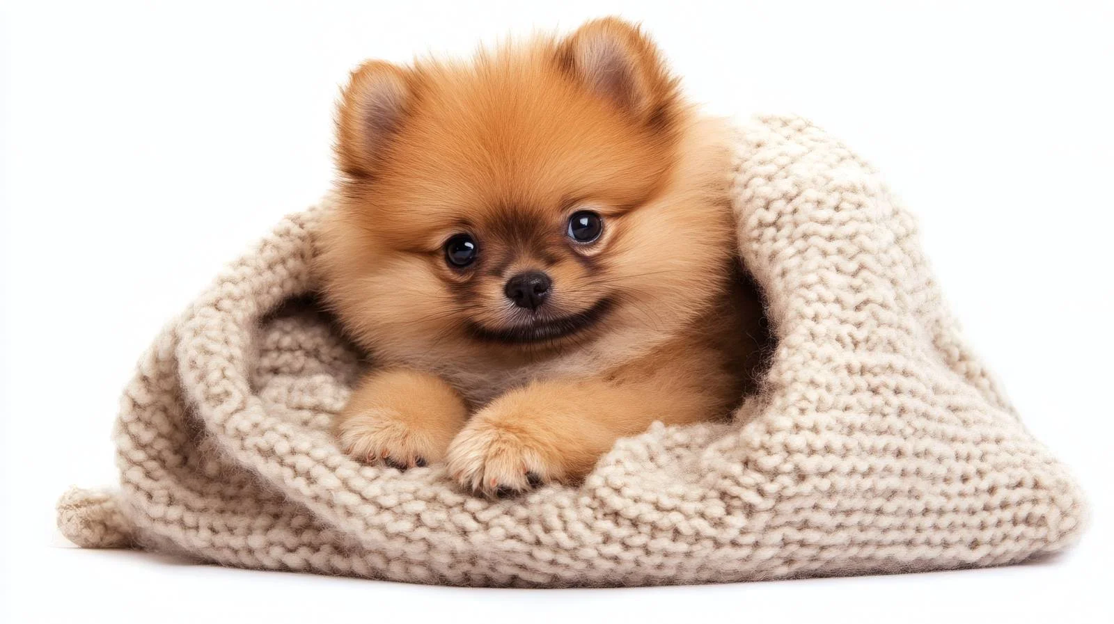 Adorable Pomeranian Puppy in Serene Home Setting — free download from Dotvec