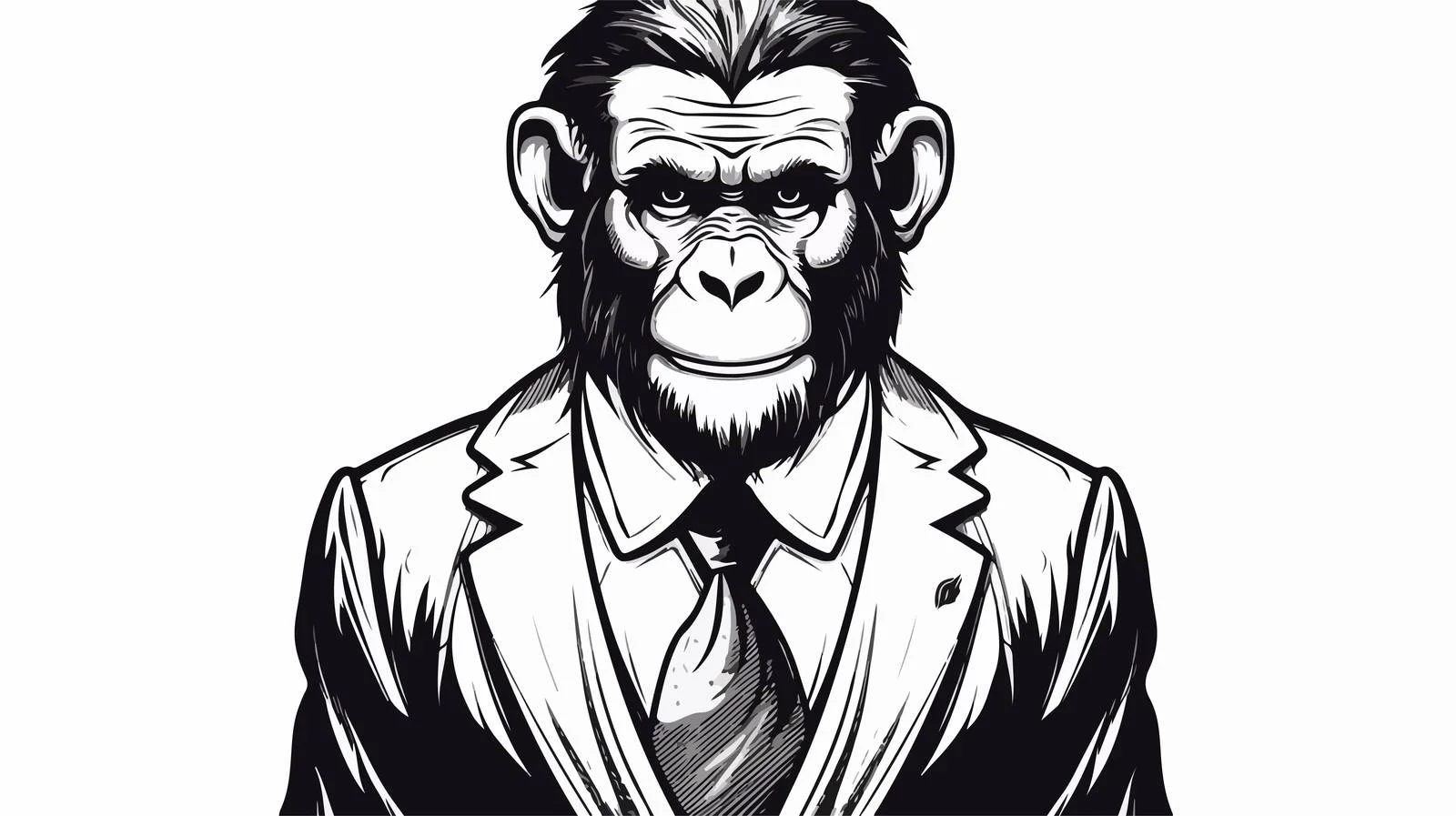 Monkey in Suit Hand-Drawn Illustration — free download from Dotvec