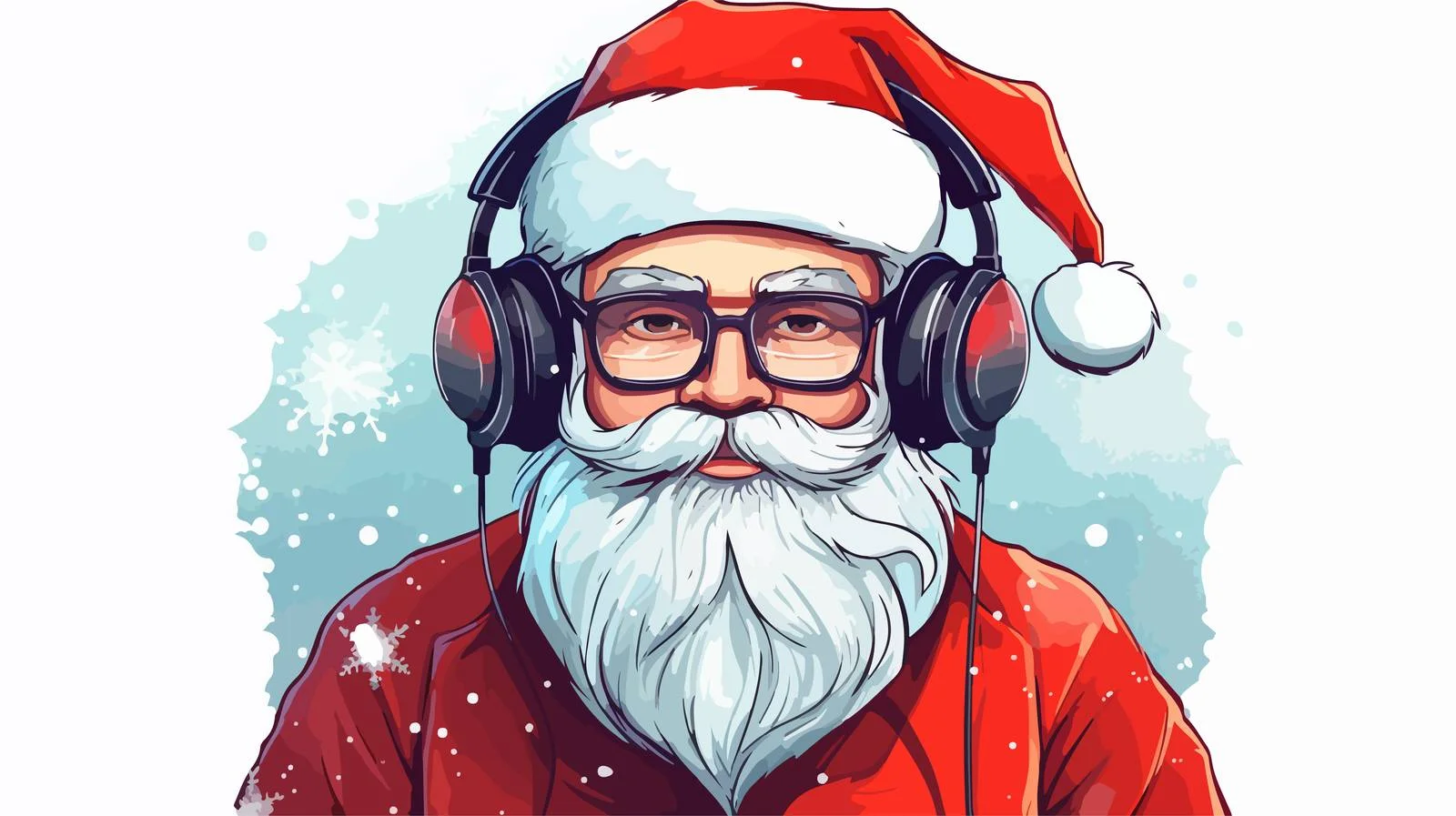 Santa Claus Poster with Headphones — free download from Dotvec