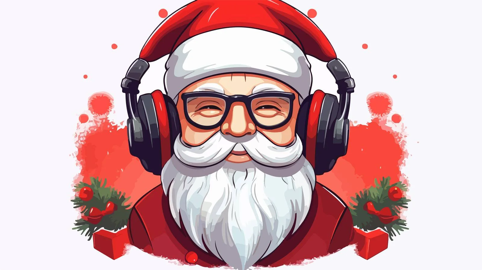 Santa Claus Poster Glasses Headphones — free download from Dotvec
