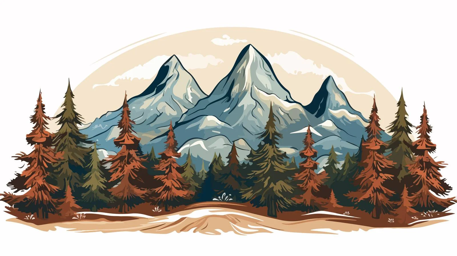 Vintage Mountain Christmas Tree Poster — free download from Dotvec