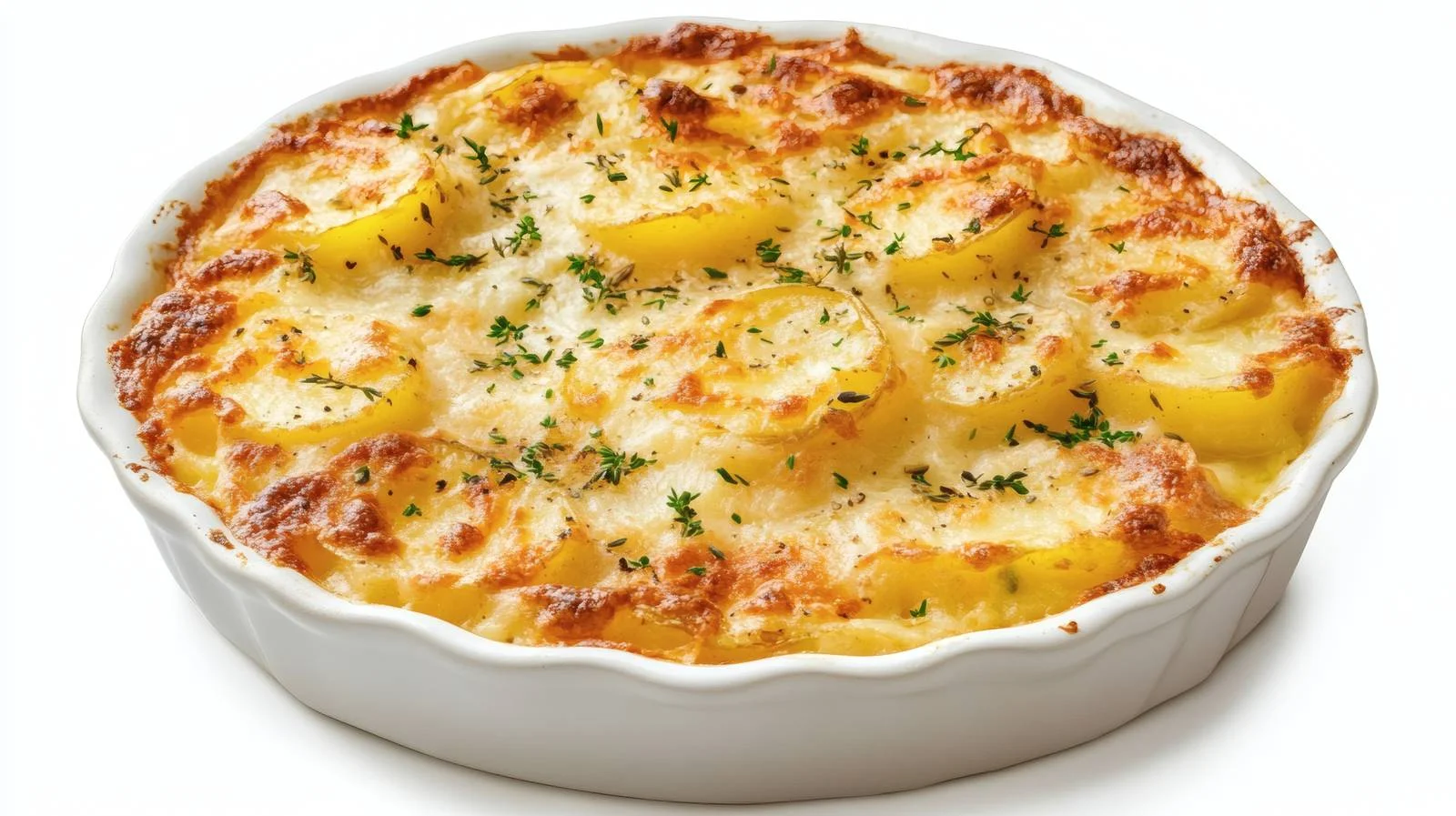 Gourmet Potato Gratin on White Background — free download from Dotvec