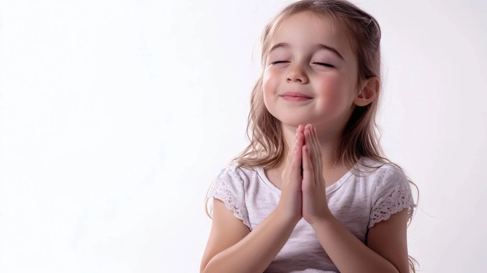 Innocent Child Praying on White Background — free download from Dotvec