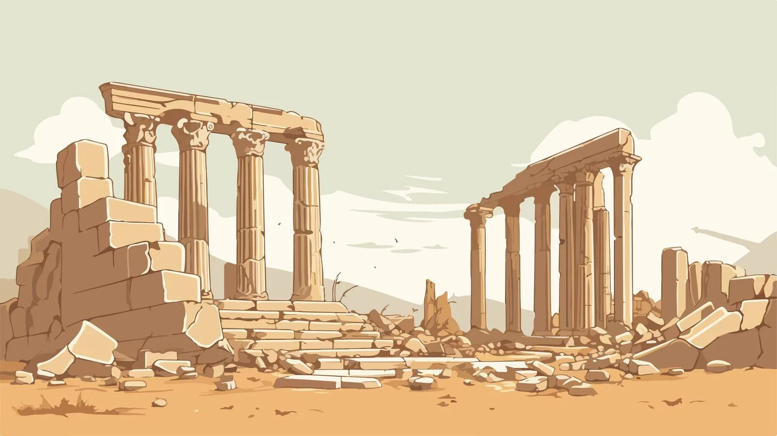 Ancient Stone Temple Ruins with Columns — free download from Dotvec