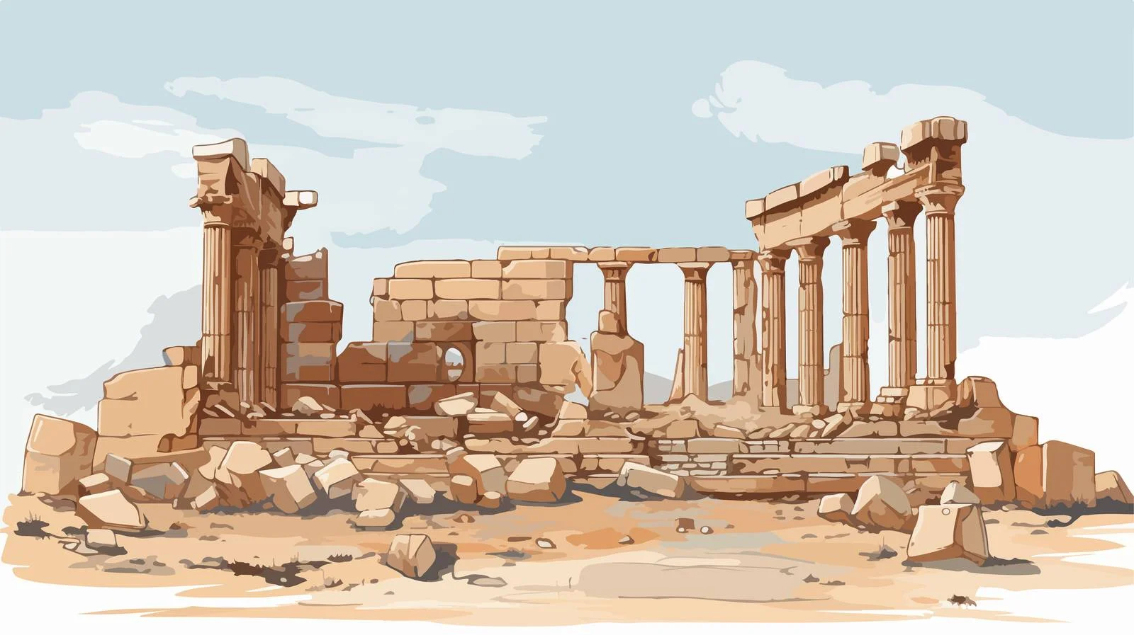 Ancient Stone Temple Ruins with Columns — free download from Dotvec