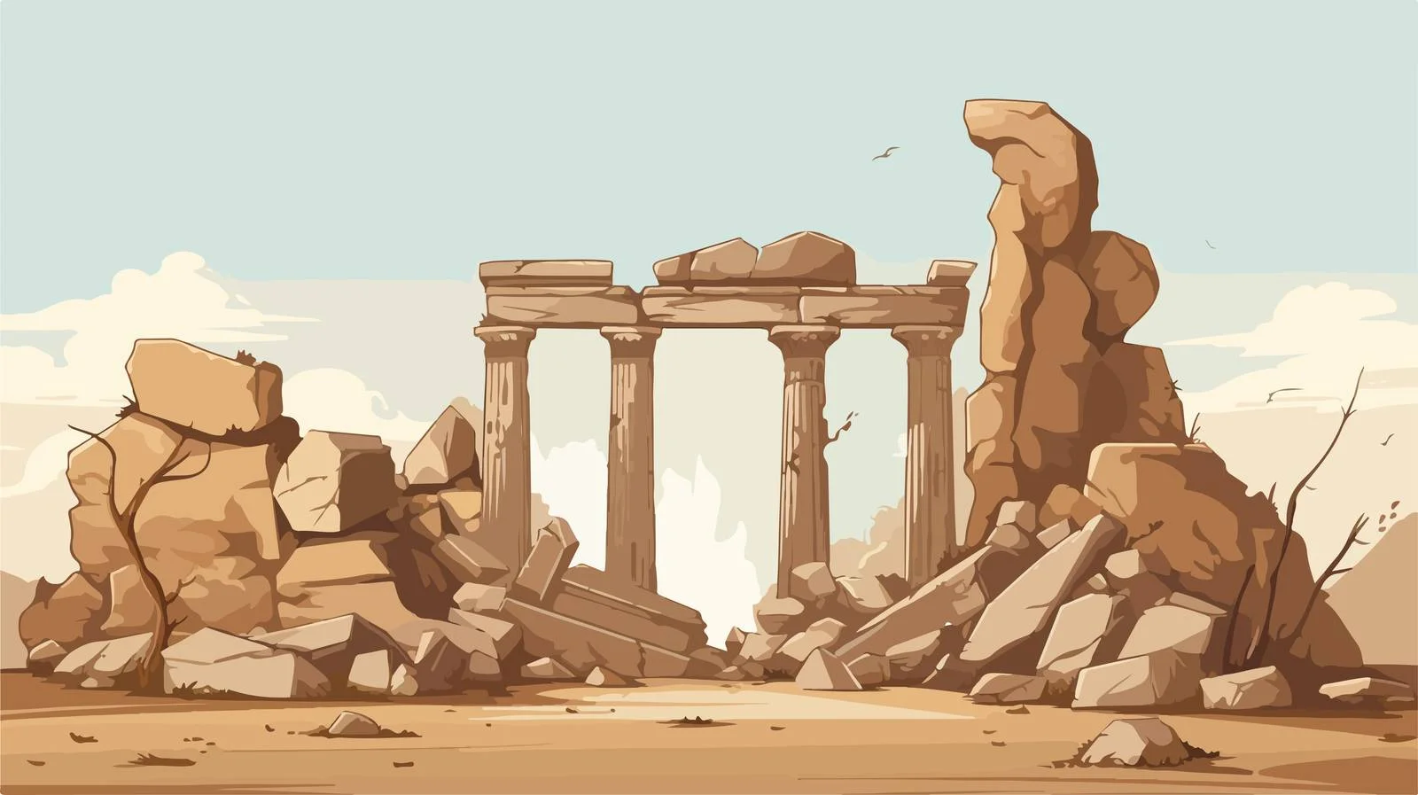 Ancient Ruined Stone Temple Columns — free download from Dotvec