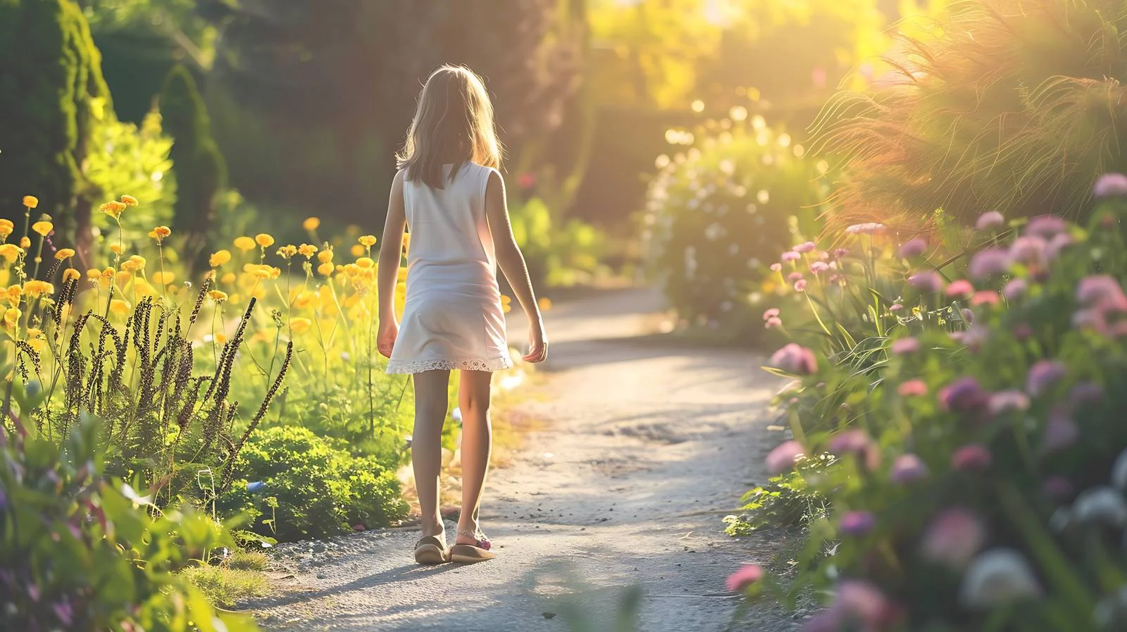 Youthful girl strolling in garden solitude — free download from Dotvec