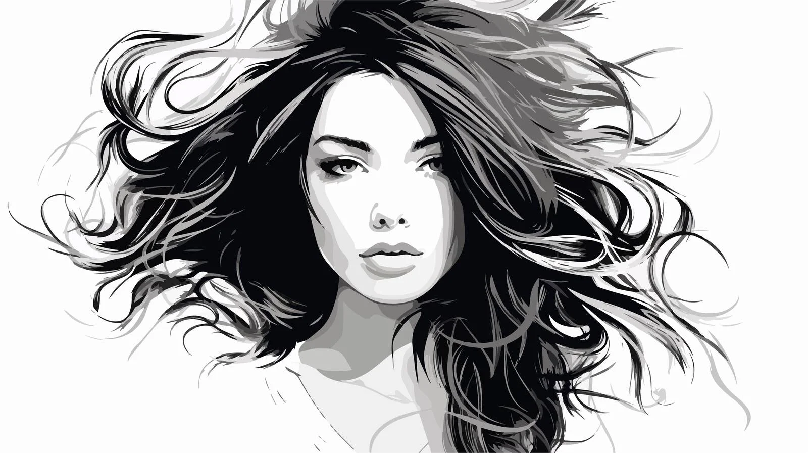 Fashionable Young Woman Portrait Vector Print — free download from Dotvec