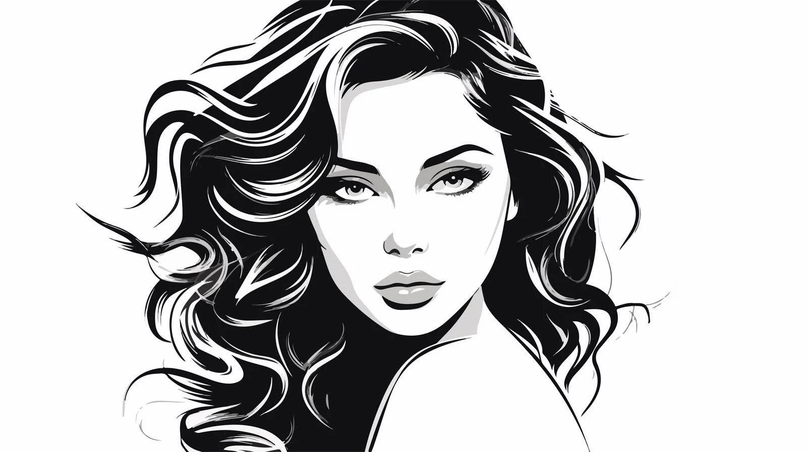 Fashionable Young Woman Portrait Print — free download from Dotvec