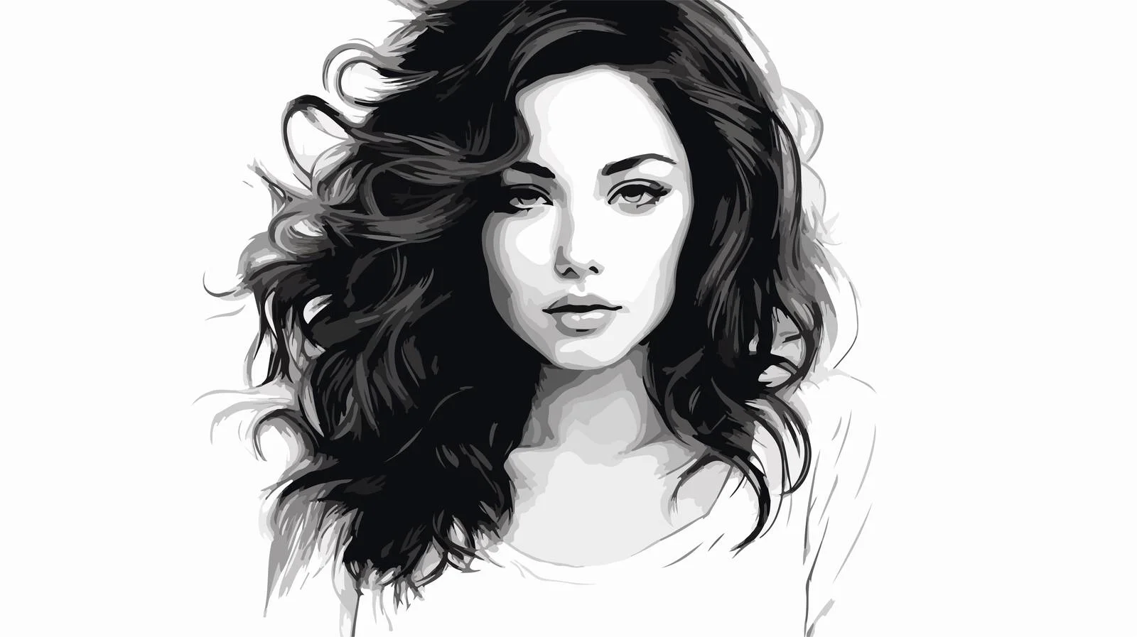 Fashionable Young Beauty Vector Portrait — free download from Dotvec