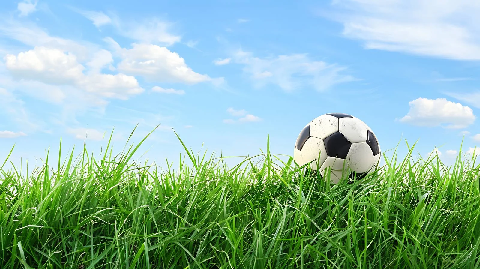Soccer Ball Profile on Grass under Blue Sky — free download from Dotvec