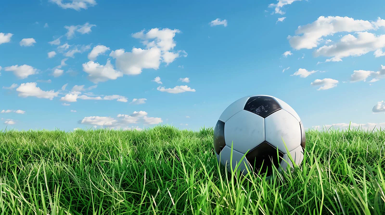 Soccer Ball on Grass Under Blue Sky — free download from Dotvec