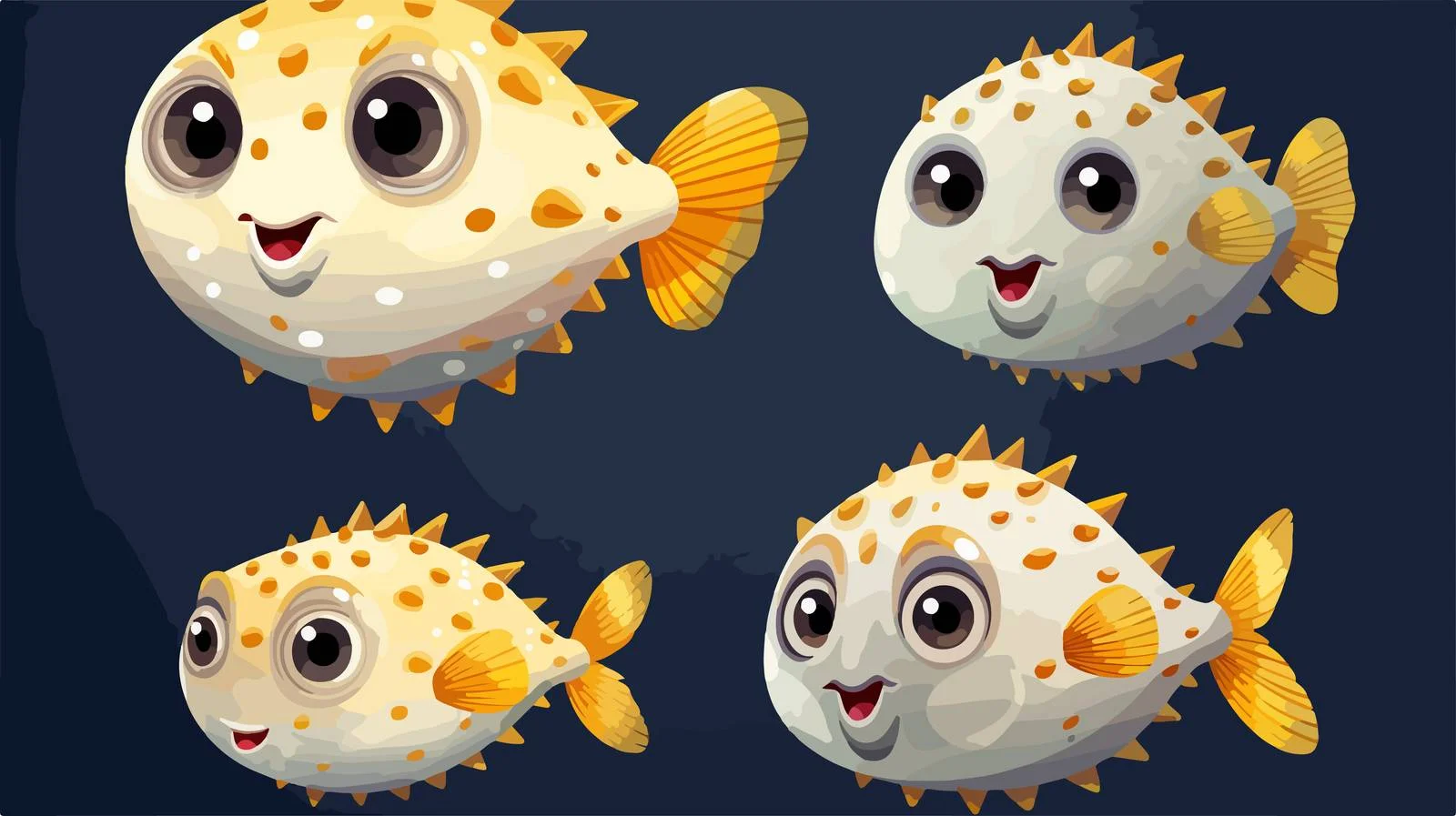 Cute Pufferfish Face Design for Kids — free download from Dotvec