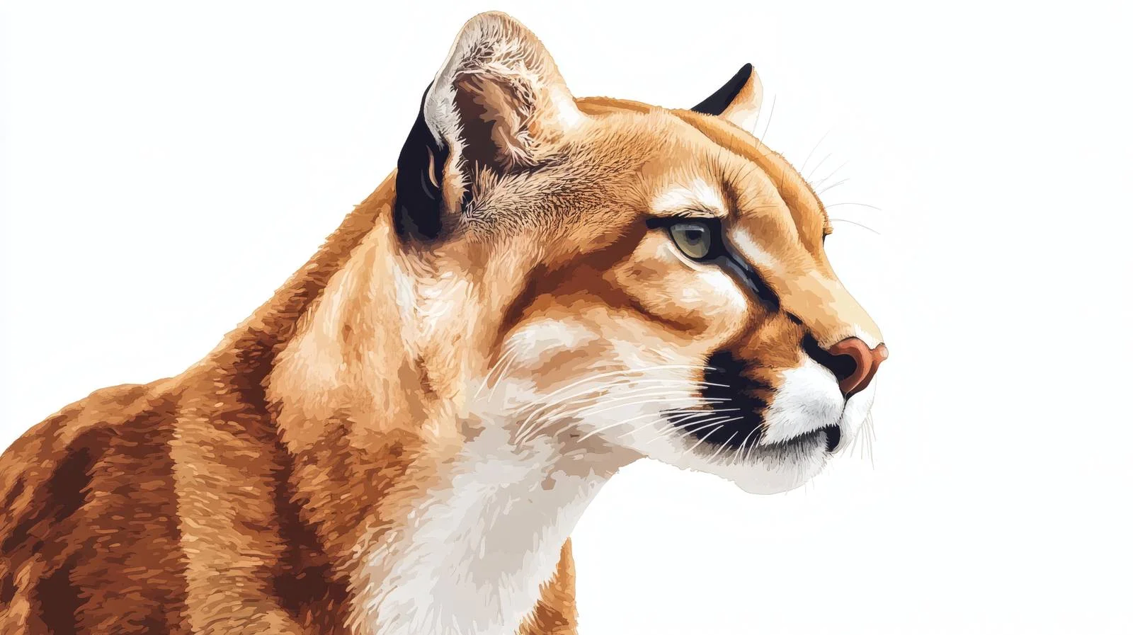 Graceful Puma Portrait on White Background — free download from Dotvec
