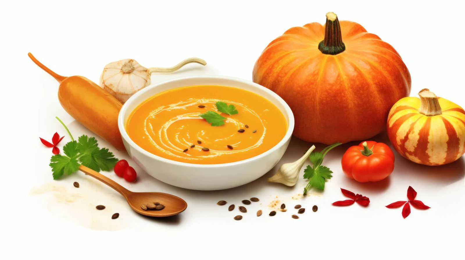 Delicious Pumpkin Soup with Fresh Pumpkins — free download from Dotvec
