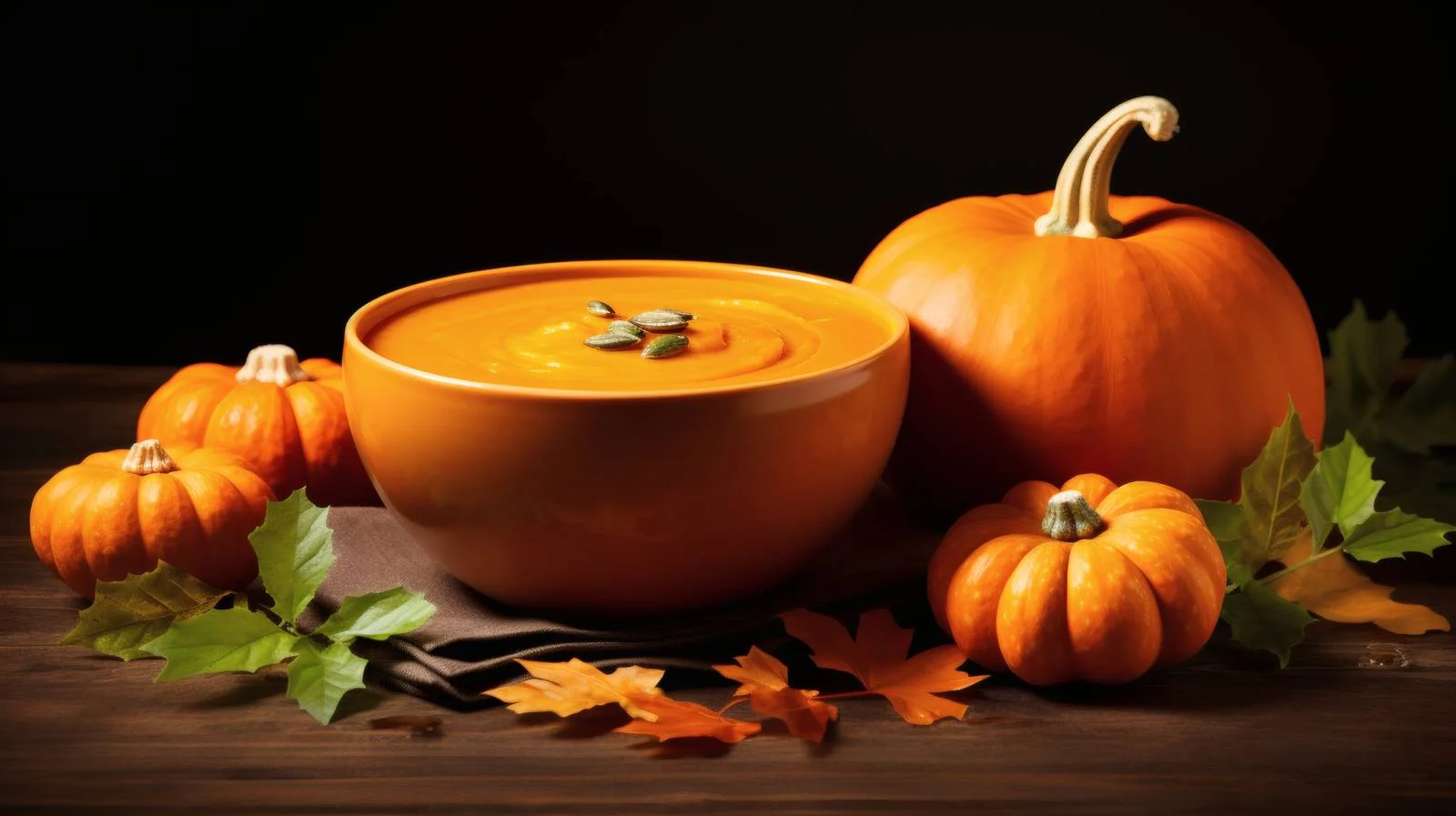 Gourmet Pumpkin Soup and Pumpkins on White — free download from Dotvec