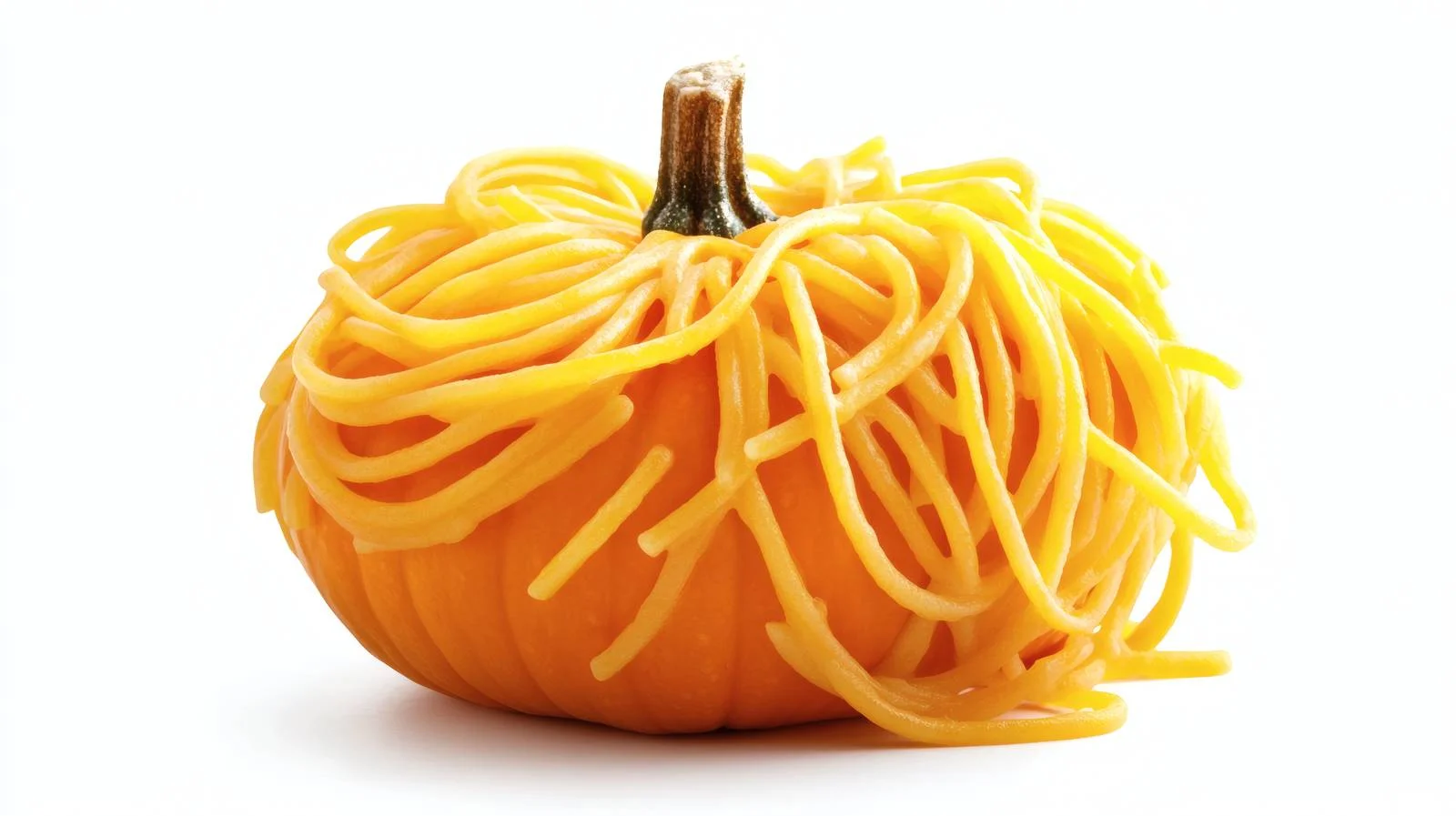 Gourmet Pumpkin Spaghetti Pasta on White — free download from Dotvec