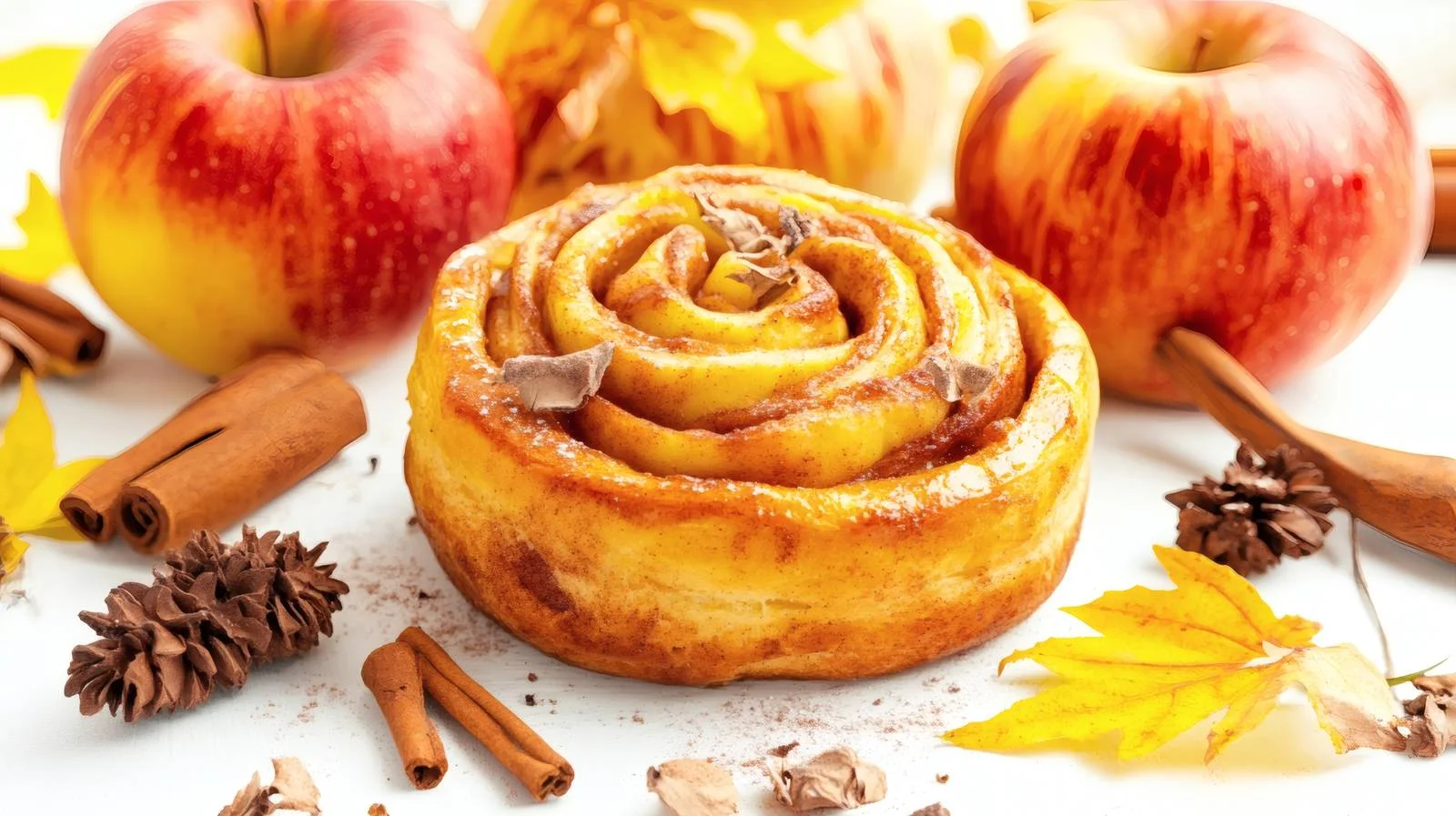 Delicious Pumpkin Apple Cinnamon Rolls on White — free download from Dotvec