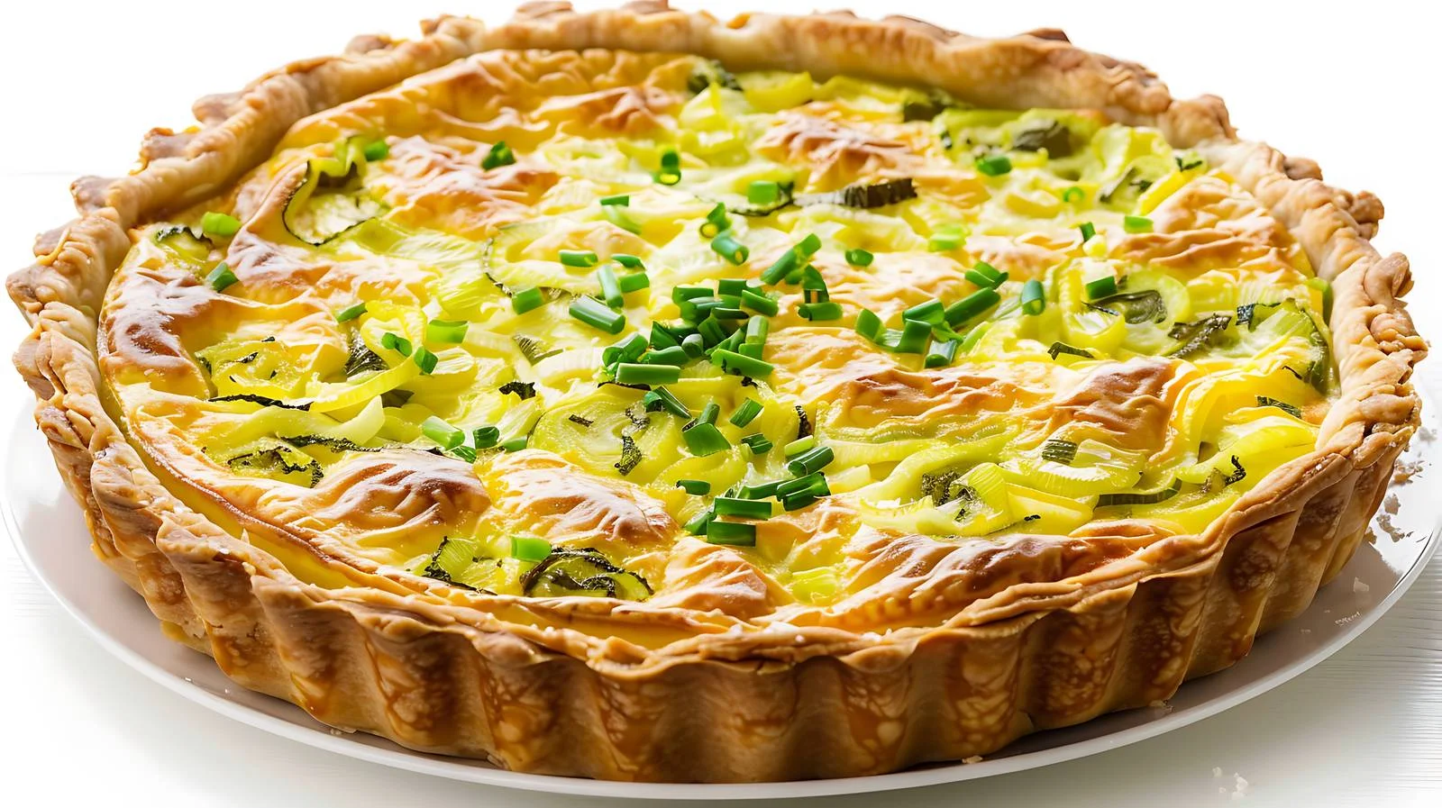 Savory Leek and Cheese Quiche on White — free download from Dotvec