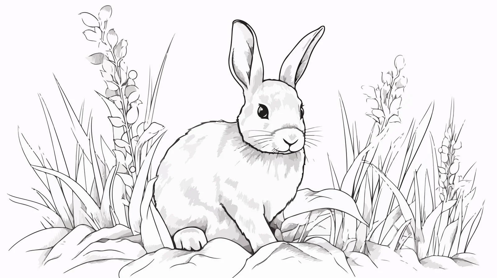 Rabbit in Grass Sketch — free download from Dotvec