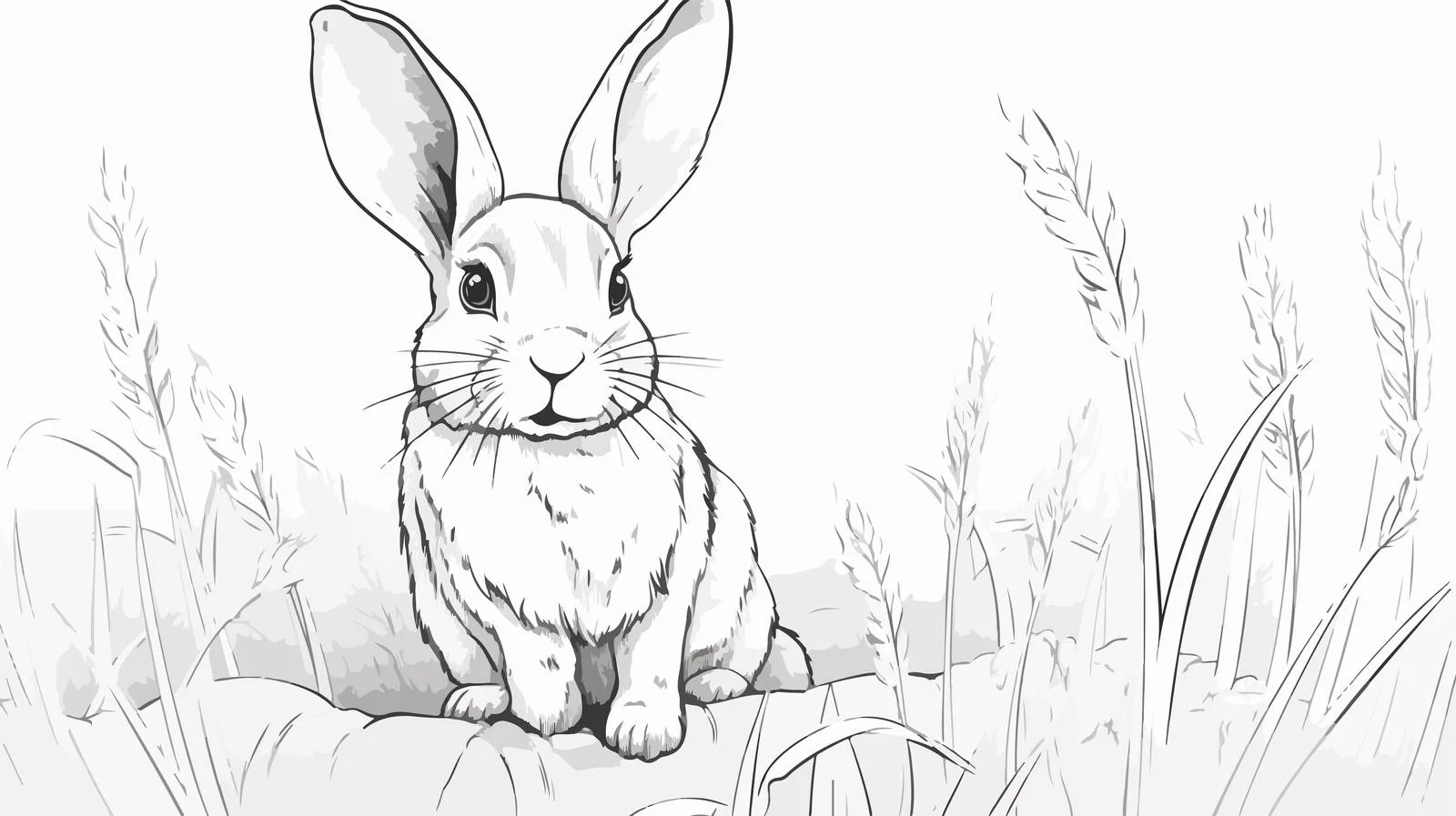 Bunny Sketch in Grass — free download from Dotvec