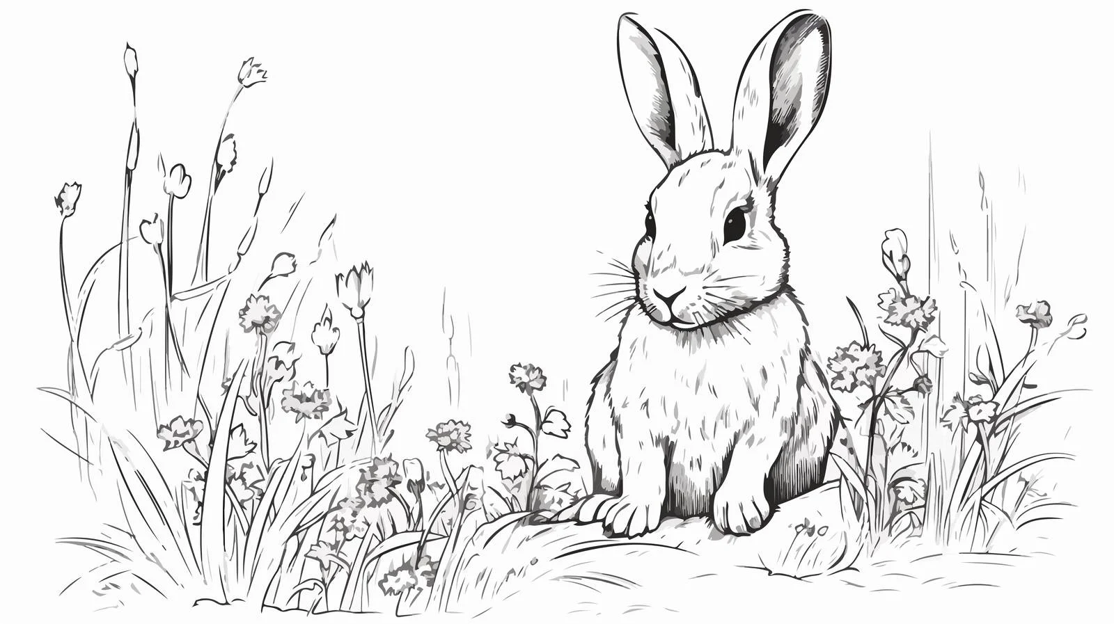 Bunny Sketch in Grass — free download from Dotvec