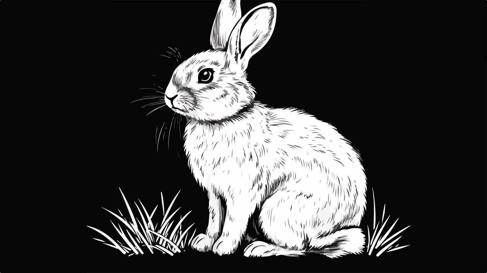 Hand-Drawn Rabbit Sitting Engraving Sketch — free download from Dotvec