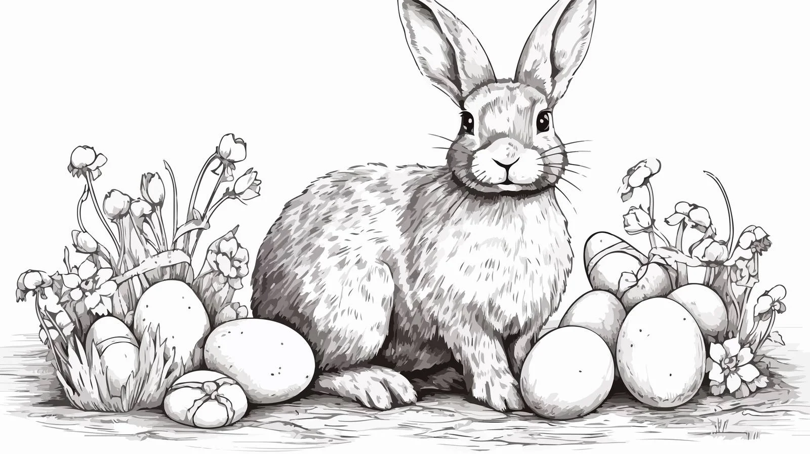 Easter Rabbit Illustration Engraving Drawing — free download from Dotvec