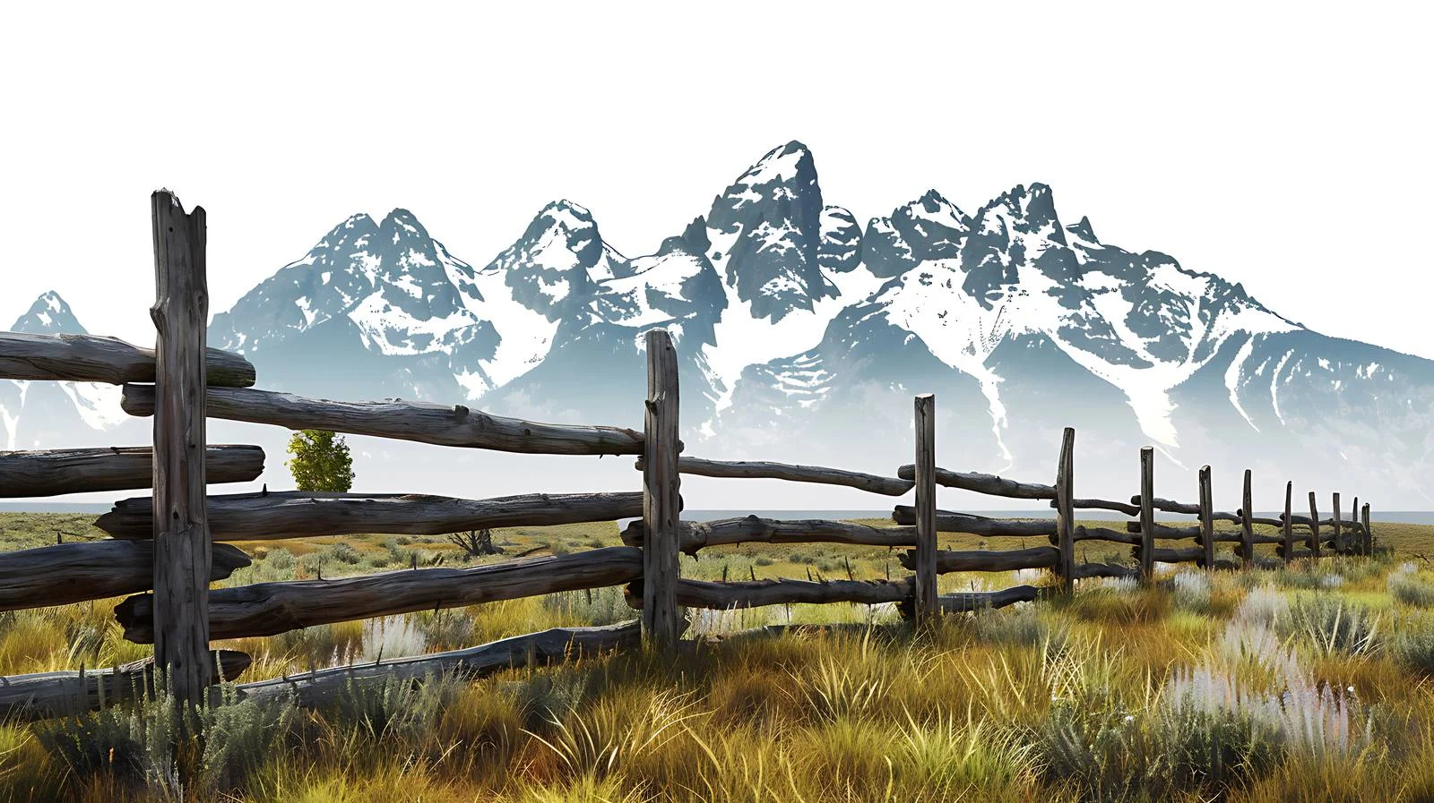 Tranquil rail fence amidst Grand Teton — free download from Dotvec
