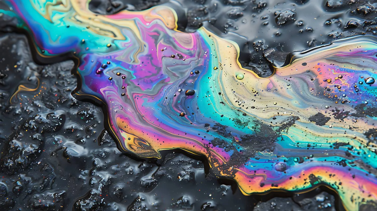 Vibrant oil spill rainbow on pavement — free download from Dotvec