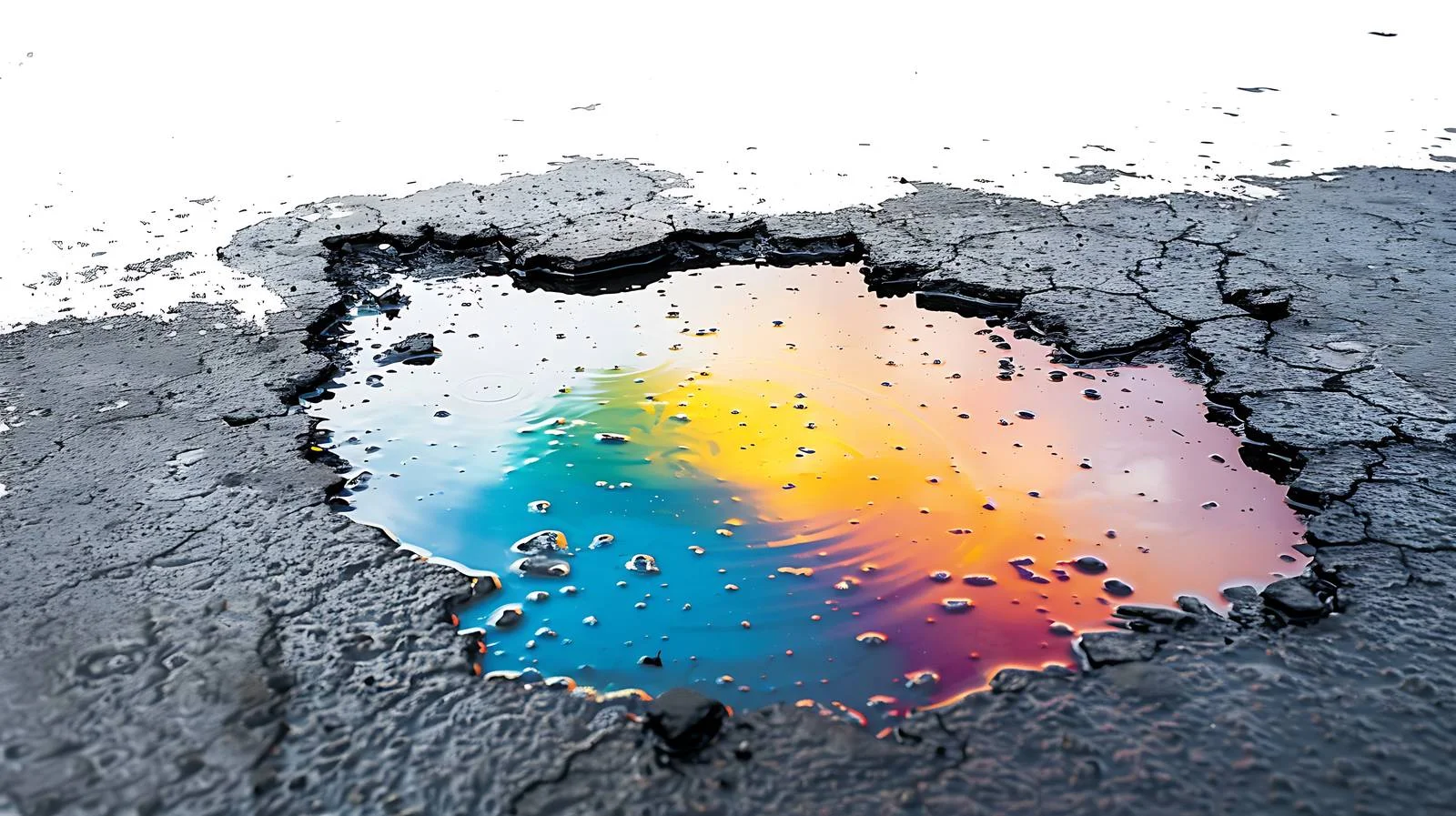 Vibrant Gasoline Stain Reflecting Rainbow Colors — free download from Dotvec