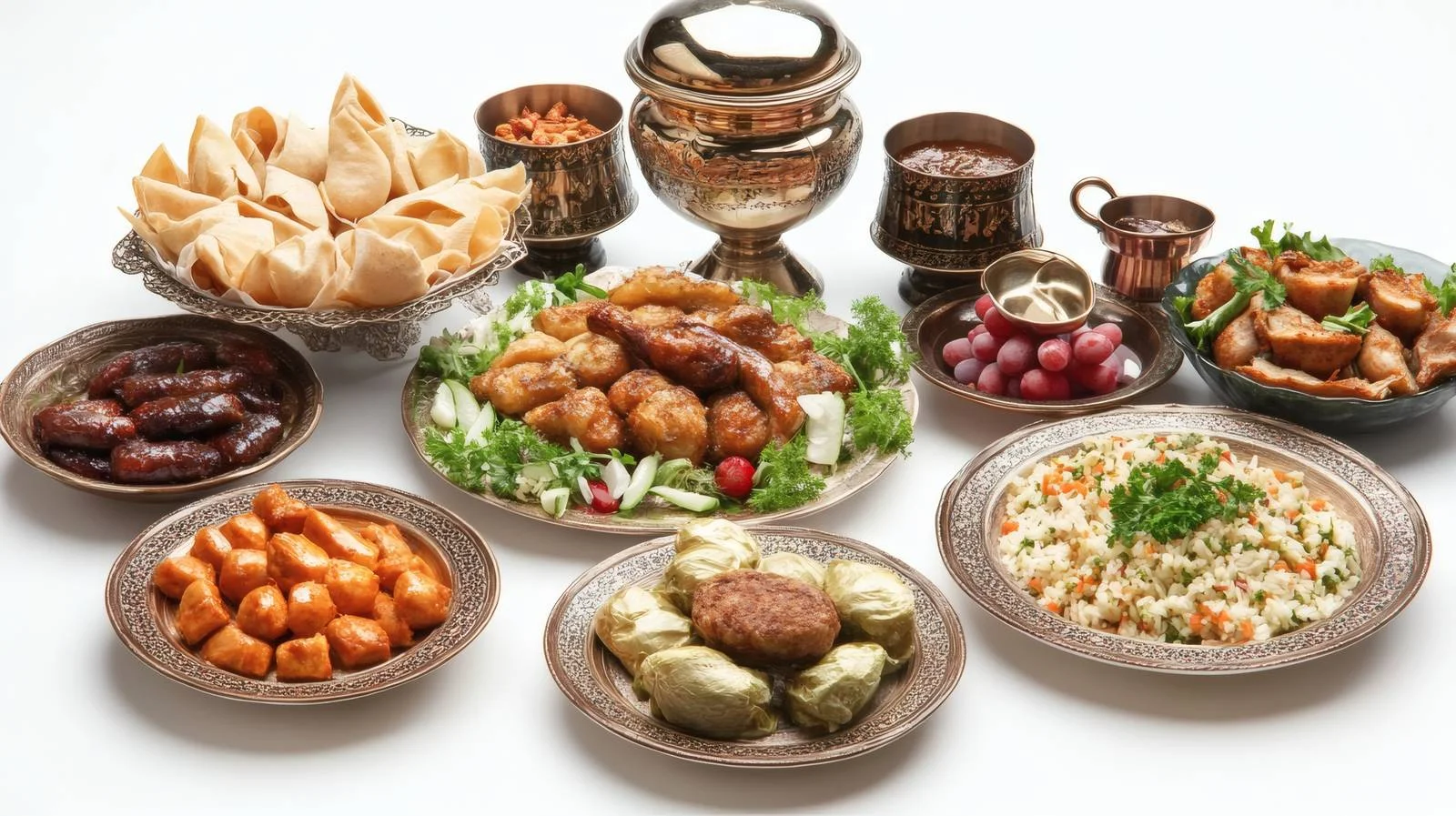 Elegant Ramadan Iftar Dishes on White — free download from Dotvec