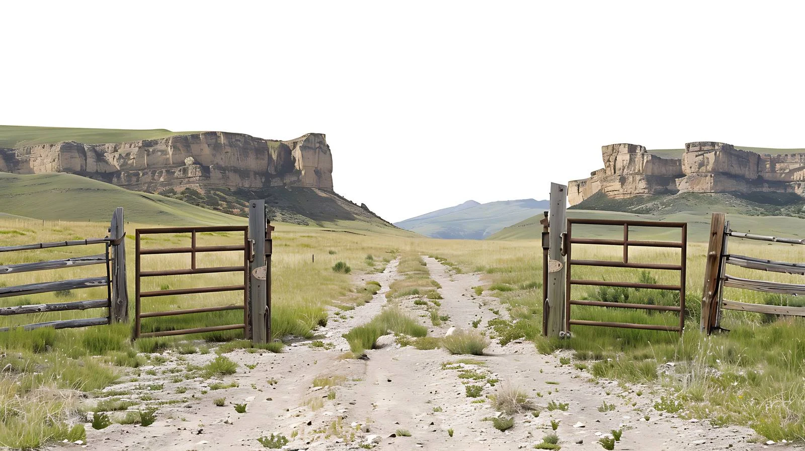 Wyoming Ranch Gate with Cliffs Isolated — free download from Dotvec