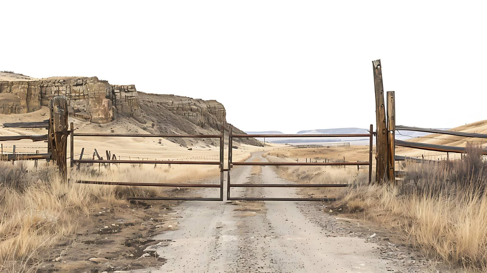Wyoming USA Ranch Gate and Cliffs — free download from Dotvec