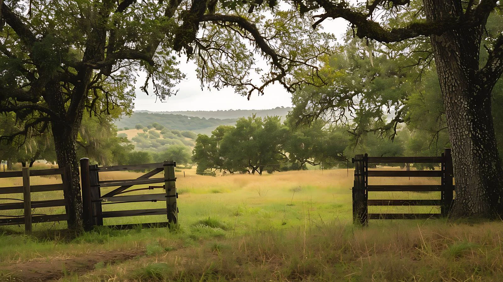 Texas Hill Country Ranch Gate Among Trees — free download from Dotvec
