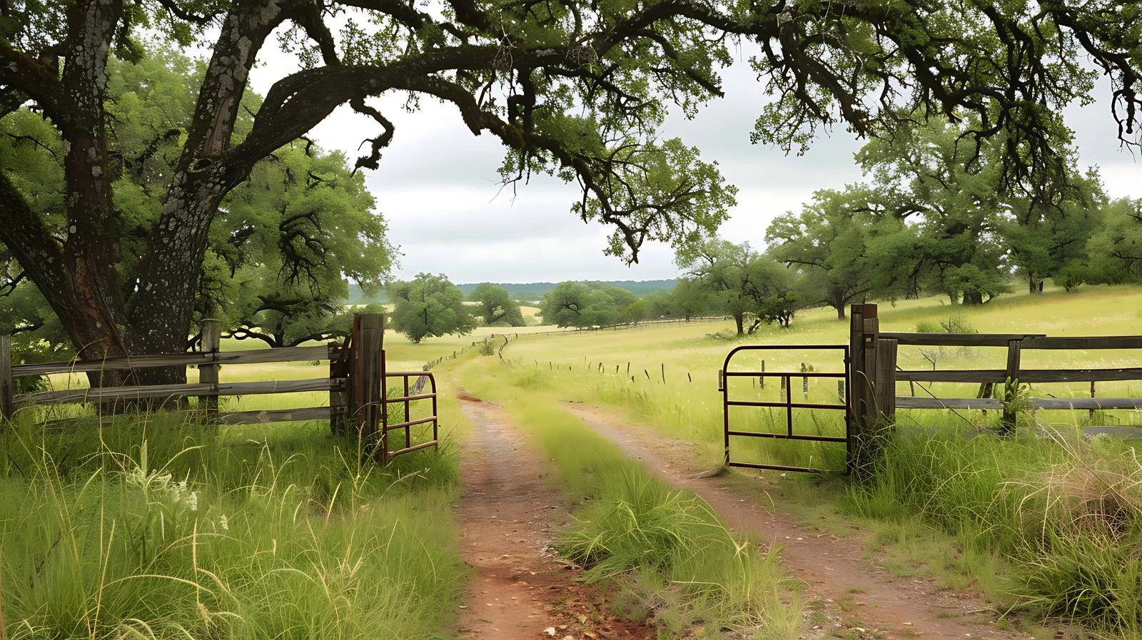 Texas Hill Country Ranch Gate Amid Trees — free download from Dotvec
