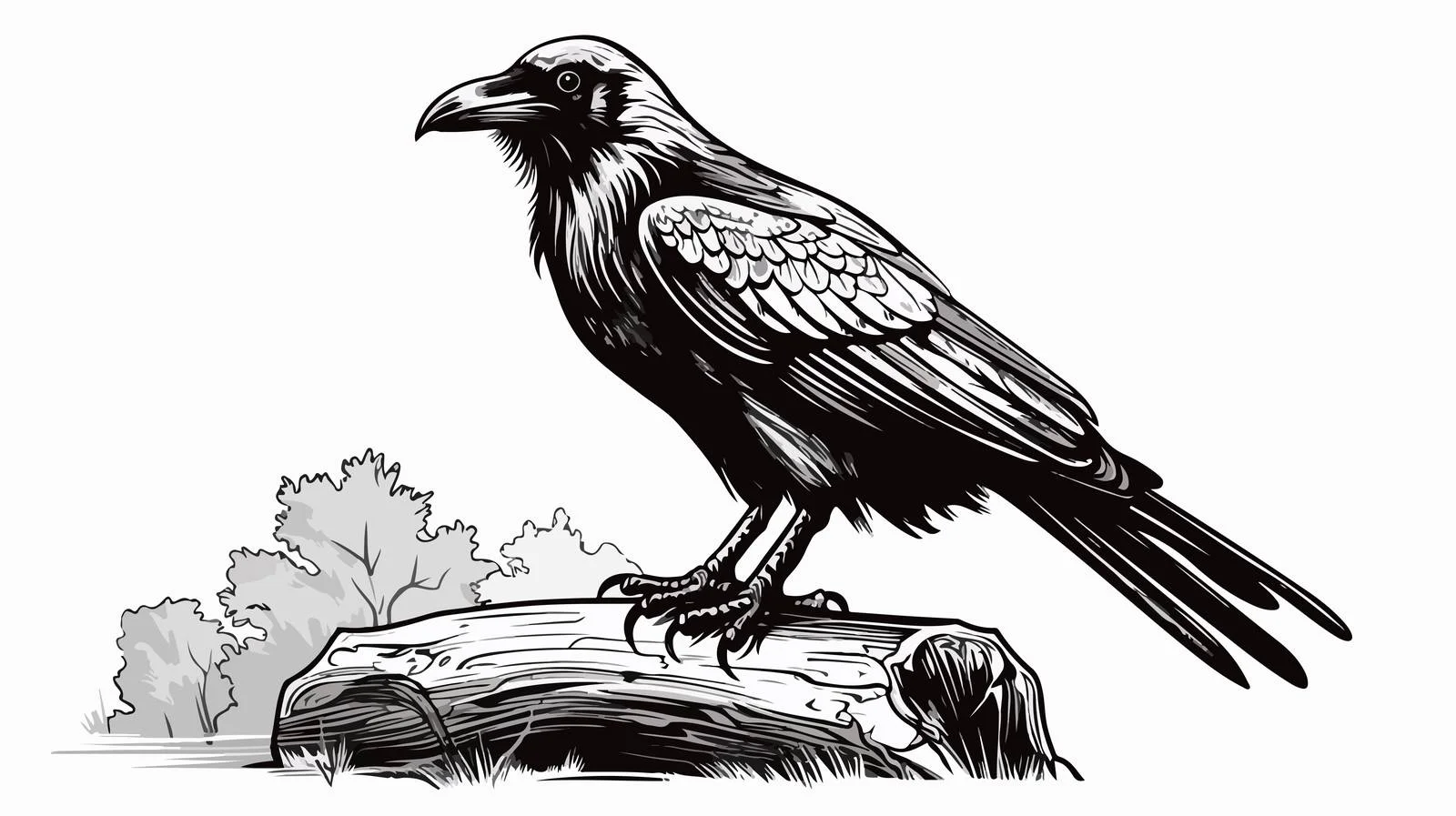 Raven Sitting Sketch Vector Illustration — free download from Dotvec