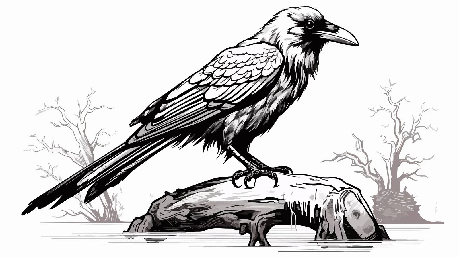 Raven Sketch Vector Illustration — free download from Dotvec