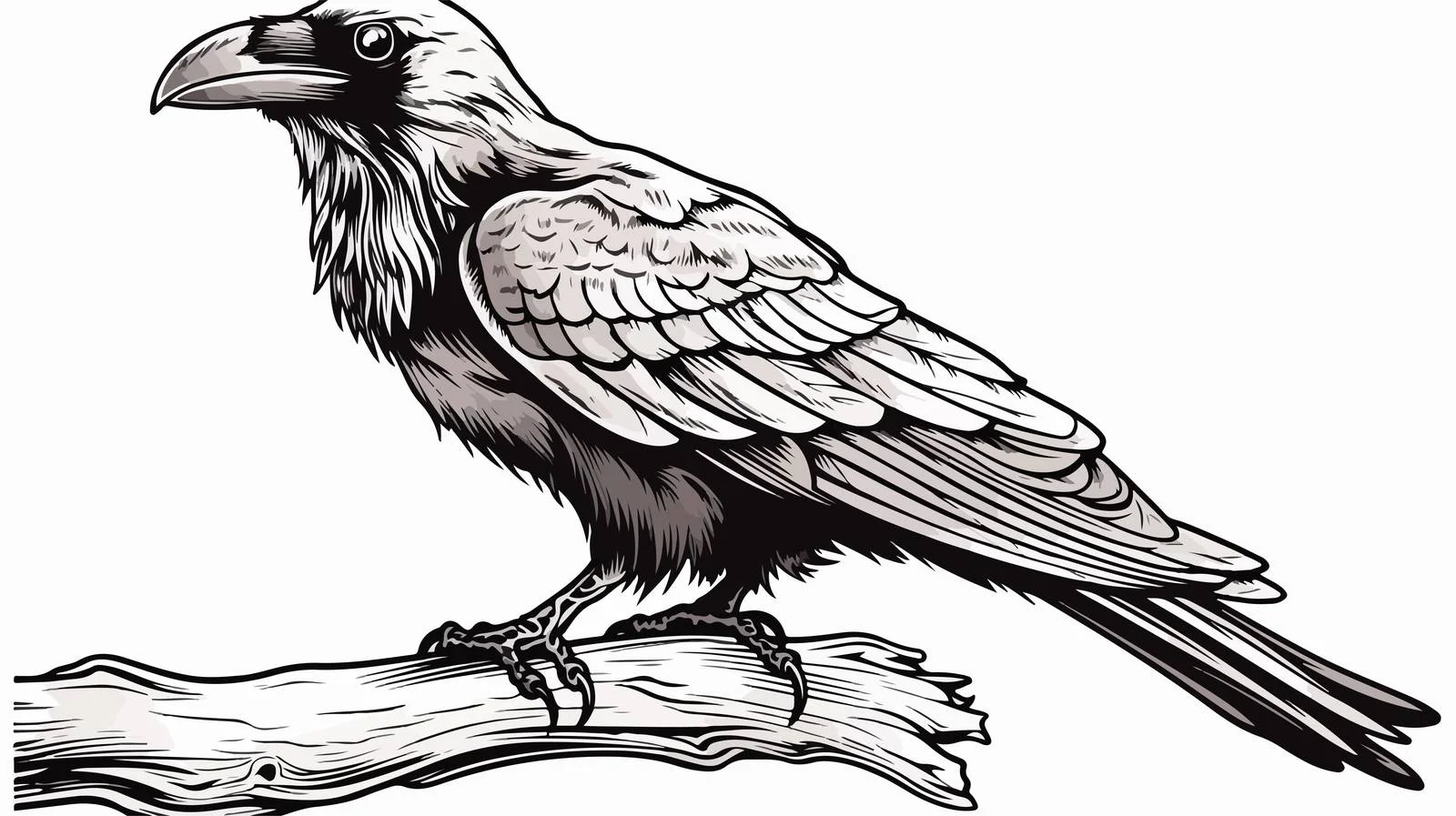 Hand-Drawn Raven Sitting Vector Illustration — free download from Dotvec