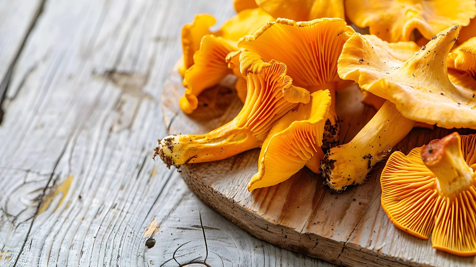 Chanterelle mushrooms on rustic background — free download from Dotvec