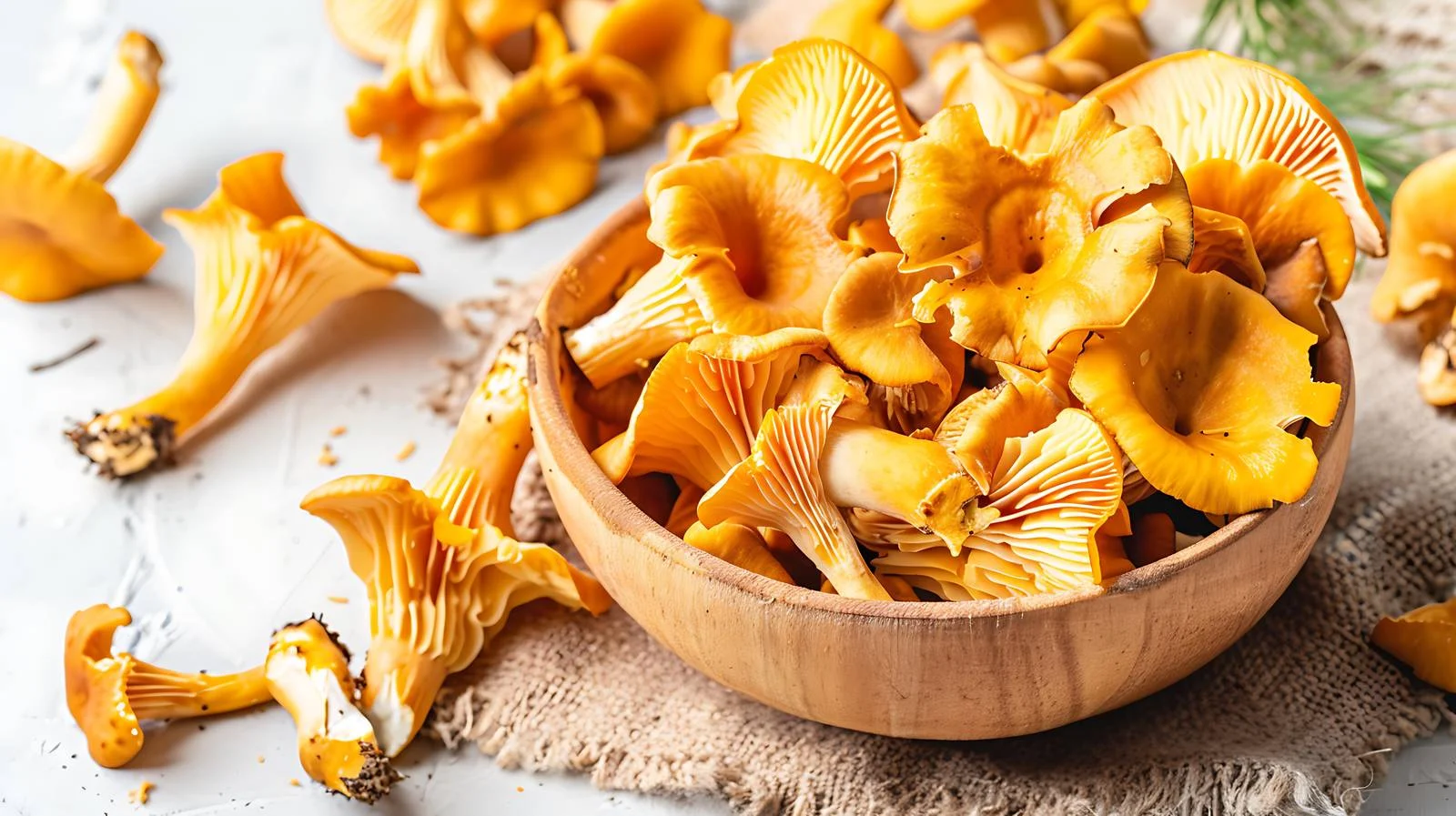 Fresh Chanterelles on Rustic Background — free download from Dotvec