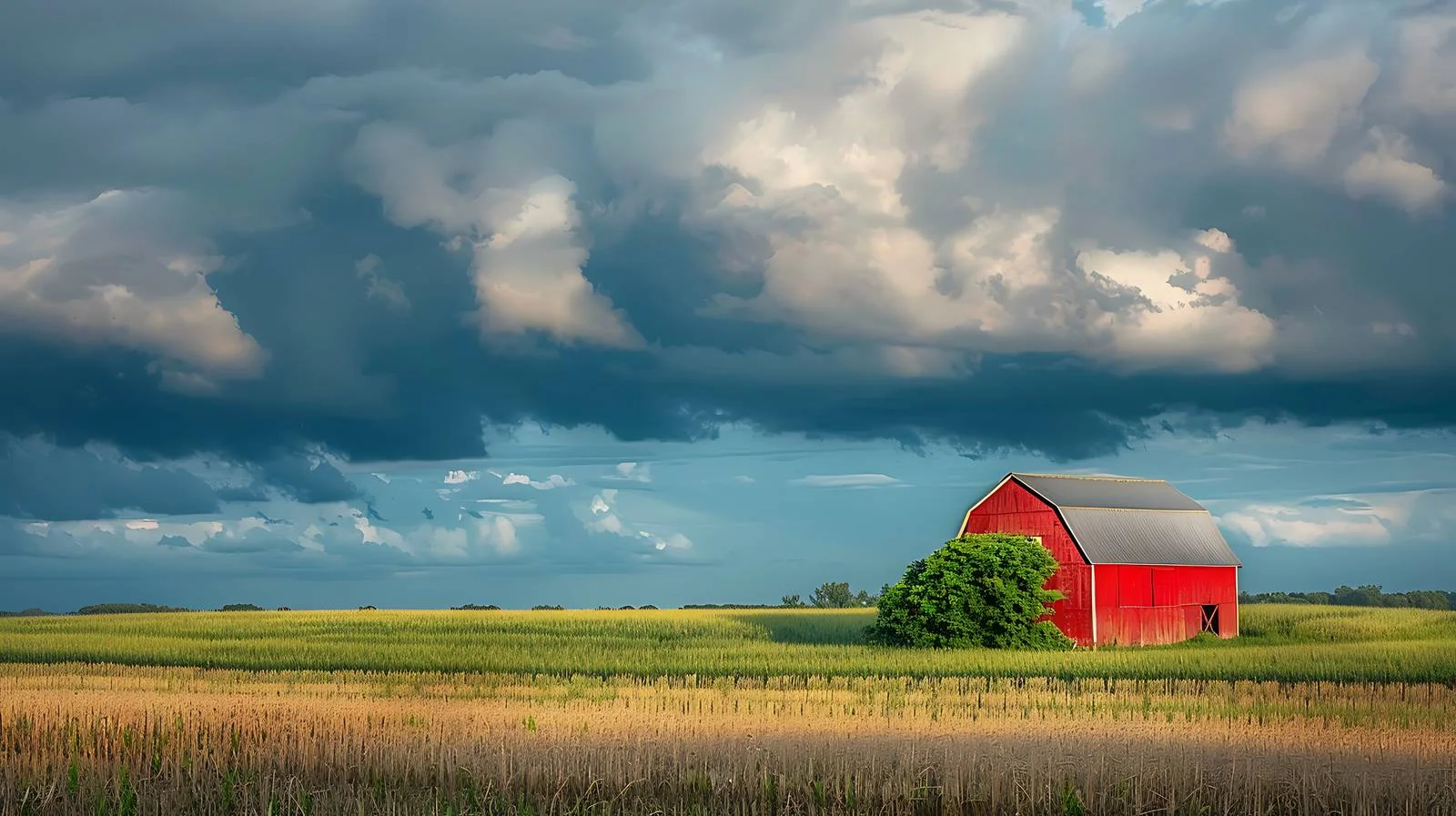 Picturesque Red Barn Amidst Lush Soybean Fields — free download from Dotvec