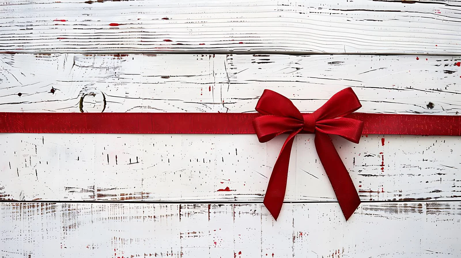 Vintage Red Christmas Bow on Weathered White Wood — free download from Dotvec